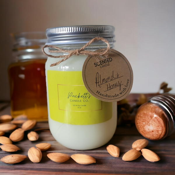 12 oz. Soy Scented Candle- Almond and Honey