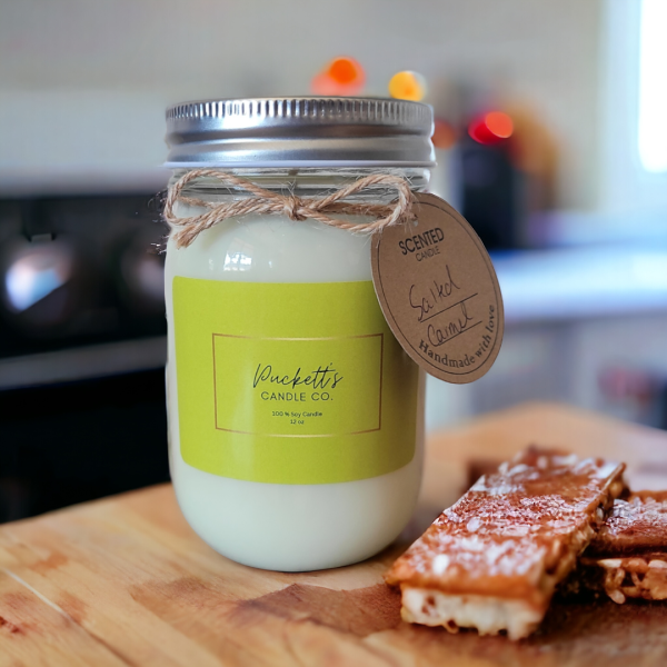 12 oz. Soy Scented Candle- Salted Carmel