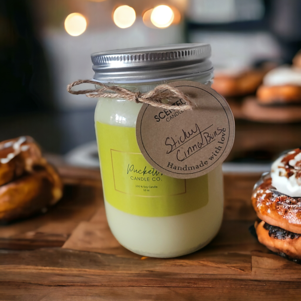 12 oz. Soy Scented Candle- Sticky Cinna Buns