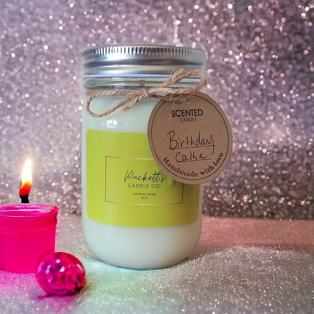 12 oz. soy scented candle- Birthday Cake